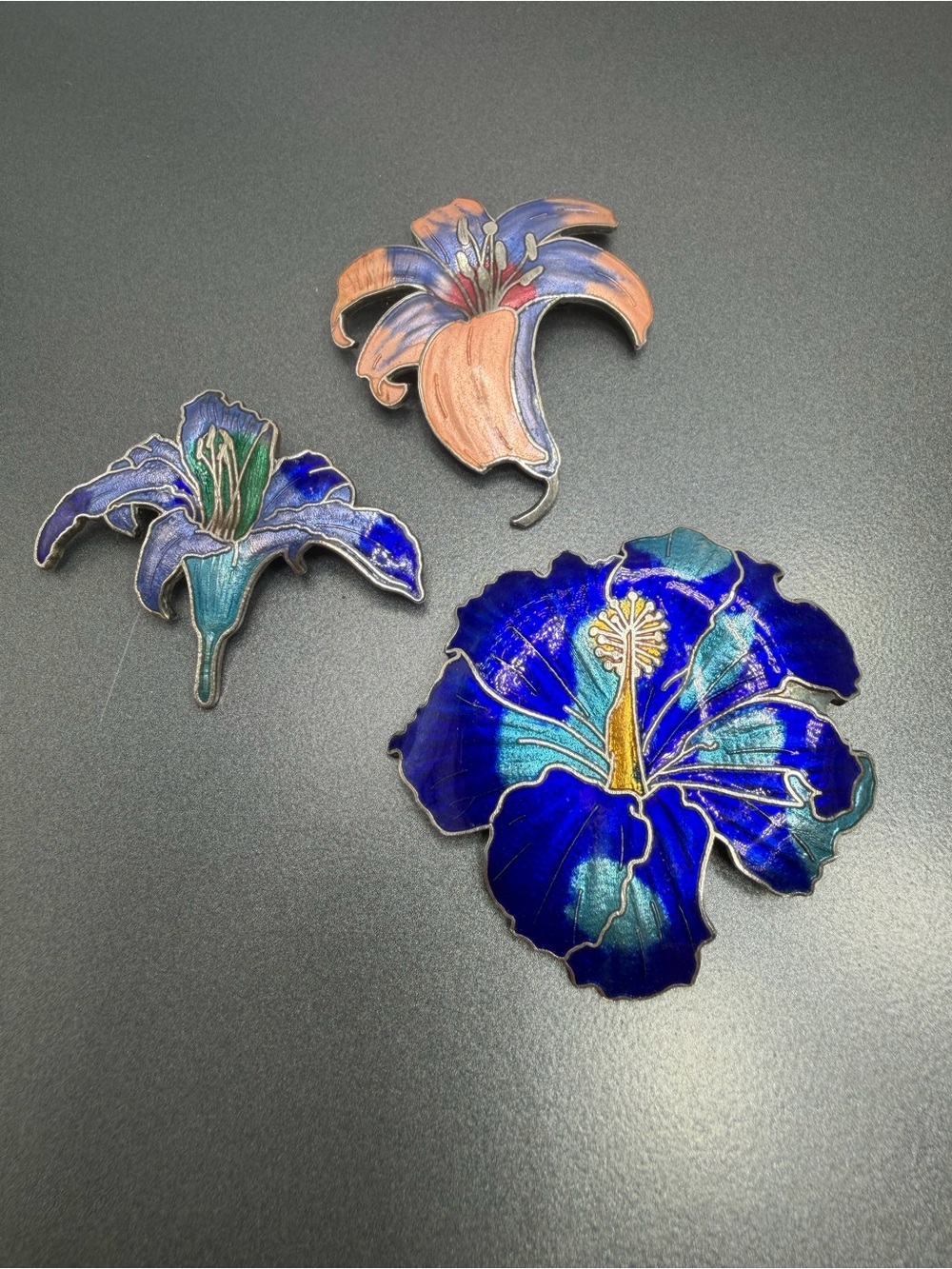 😎30%off Vintage Blue Floral Cloisonné brooches #155clo